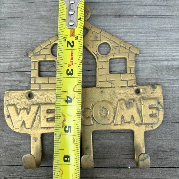 Vintage Brass Welcome Home Key Hook Holder - Picture 6 of 6